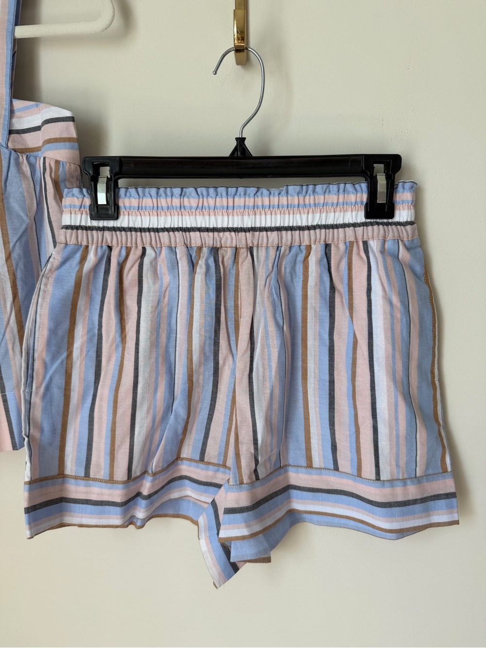 Caroline Constas Pink Blue and Tan Striped cotton Tank Top and shorts set - Picture 2 of 7